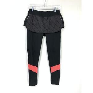 Lucy Tech Leggings Women's Size S Athletic Quilted Skirted Stretch Black Pink